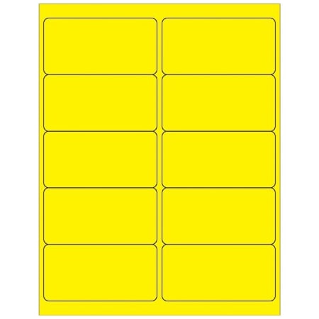 Bsc Preferred 4 x 2'' Fluorescent Yellow Rectangle Laser Labels, 1000PK BUY00025256